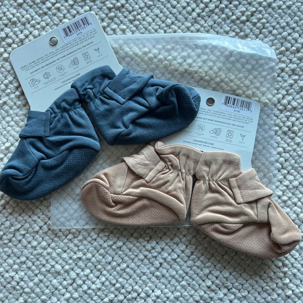 NEW Goumi Kids Baby Boots Set Midnight & Sandstone SZ 6-12 mo Bamboo Booties - Picture 2 of 2